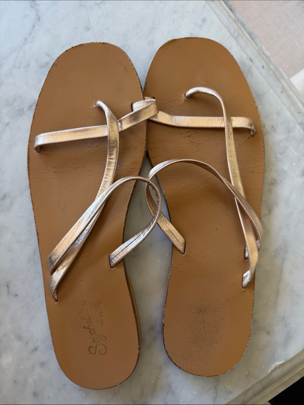 Soludos Women’s Metallic Rose Gold Strappy Flat Sandals